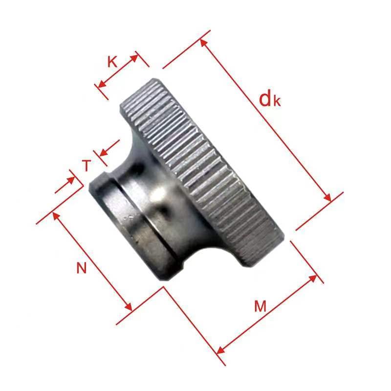 M2 Knurled Thumb Nuts High Type, Alloy Steel, Nickel, 50 Pieces, Silver
