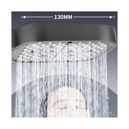 Pommeau de douche réglable noir avec kit de support et flexible économiseur d'eau - 6