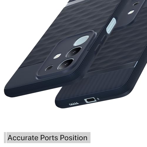 Image of Pikkme Back Cover for Vivo T4x 5G / iQoo Z10x 5G / Vivo Y31 Pro 5G Camera Protection 3D Hexa Cube Design Silicone Protective Bumper Case (Blue)