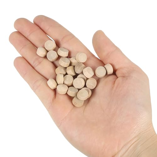 Image of uxcell Pocket Hole Plugs, 100Pcs 3 /8 Inch - Flat Head Wood Plugs Wooden Button Plugs Wood Screw Covers Furniture Screw Hole Plugs Wood Plugs for Screw Holes