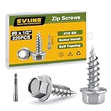 SVLING #8 x 1/2' Self Tapping Gutter Screws, 220PCS 410 Stainless Steel Sheet Metal Screws, Hex Washer Head, 1/4' Hex Bit Socket Included
