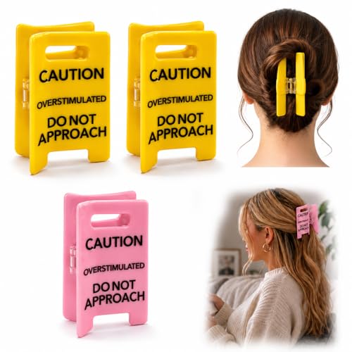 3PCS Overstimulated Hair Claw Clip Do Not Approach Funny Gag Gift for Women