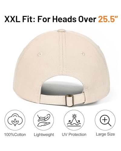 Image of XXL Baseball Cap For Big Heads, Soft Crown Washed Dad Hat, Oversized Denim Cap For Men Women Golf, Travel, Daily Wear