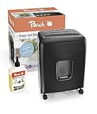 Peach PS500-46P Partikelschnitt Aktenvernichter inkl. 1 Fl. x Spezial Öl | 12 Blatt | 15 Liter/150 DIN A4 | 4 x 32 mm Partikelgröße (P-4) | Dauerbetrieb 10 min| DSGVO konform