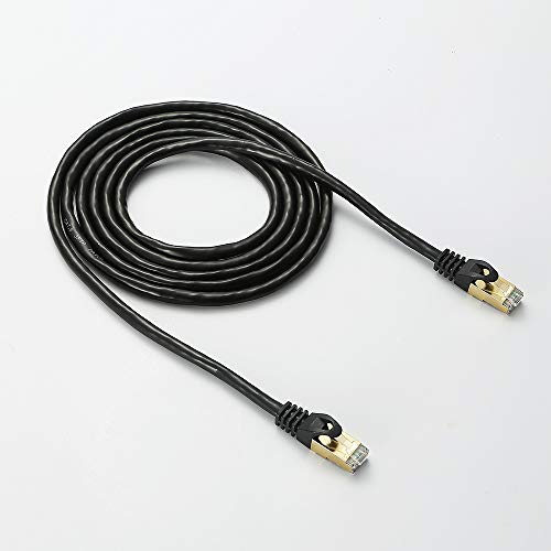 Câble RJ45 Cat 8 Noir de 2m D2 Diffusion avec connecteurs plaqués Or