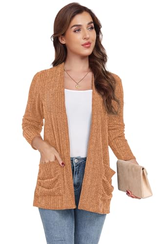 Image of GRECERELLE Womens Long Sleeve Lightweight Open Front V-Neck Casual Cardigan Sweaters Outerwear with Pockets 2025, S-2XL