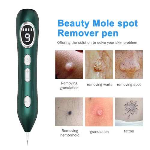 Removedor de etiquetas de pele, caneta de remoção de toupeira, ajuste de nove velocidades e visor LC