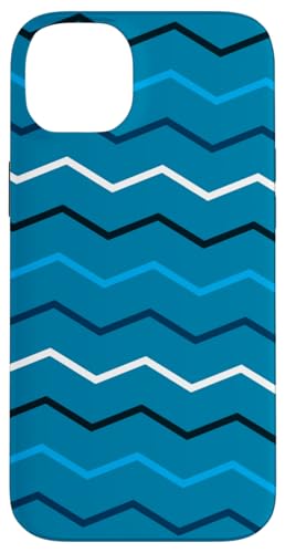 Hülle für iPhone 14 Plus Light Blue Dark Blue Zigzag Waves Ocean Modern Pattern