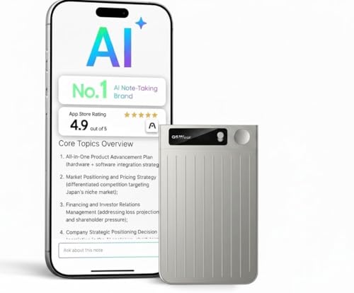 Image of BIGASUO AI Voice Recorder Transcribe Summarize with AI Take Note for Meetings Calls Supports 70 Languages Translation Playback Digital App Control Ultra Slim Gray (1496) (Black, B18)