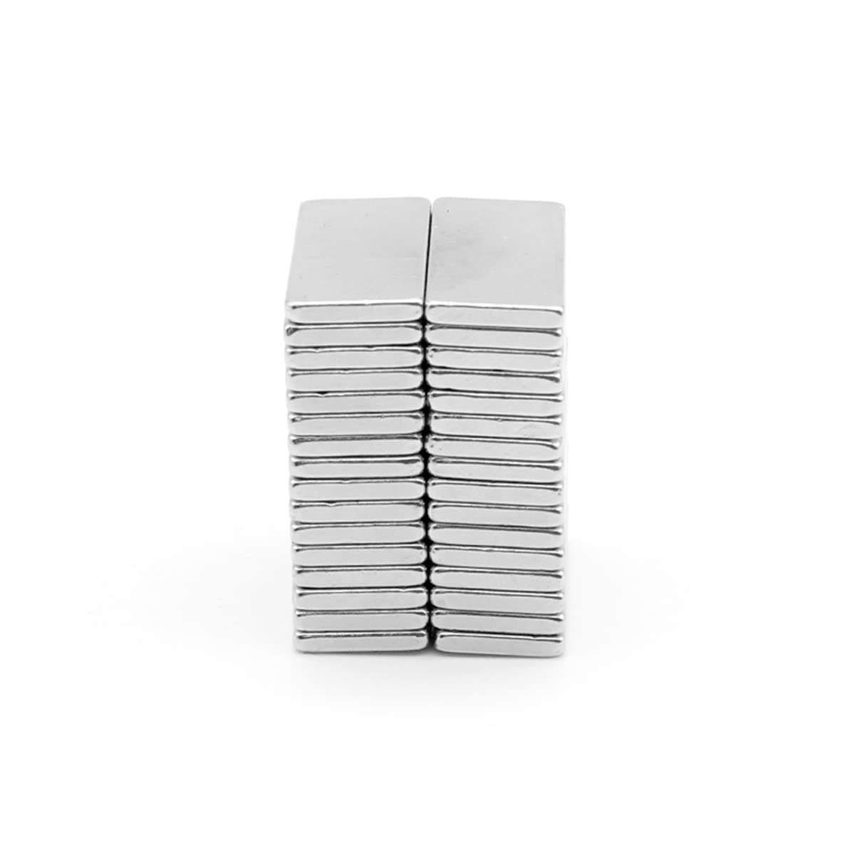 LTKJ 50 Pack Rectangular Silver Neodymium Bar Magnets, Rare Earth Magnets For Multi-Use, Fridge, Crafts or DIY (20x10x2mm)