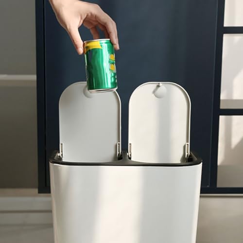 Caneca de Basura Doble Compartimento con Tapa Blanca miniatura 5