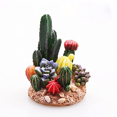 Image of Succulents Cactus Plant Fish Tank Decorations Desert Oasis Decor Sculpture Collection Reptile Turtle Lizard Spider Tanks Terrarium Figurine Statue Decor Ornament Pet