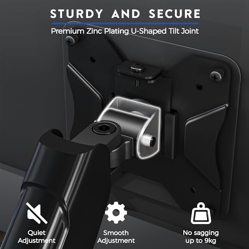 BONTEC Dual Monitor Stand, Adjustable Gas Spring Arms Monitor Desk Mount for 13-32 Inch Screens, VESA 75 & 100mm, 9KG Max Load, C Clamp, Grommet Base, Tilt, Swivel, 360° Rotation, Ergonomic Design