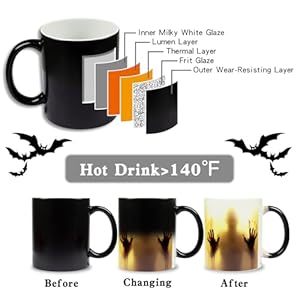 Lihome halloween gifts halloween coffee mug horror movie gifts color changing zombie coffee mugs horror lovers gifts for women men11oz  urban country home decor