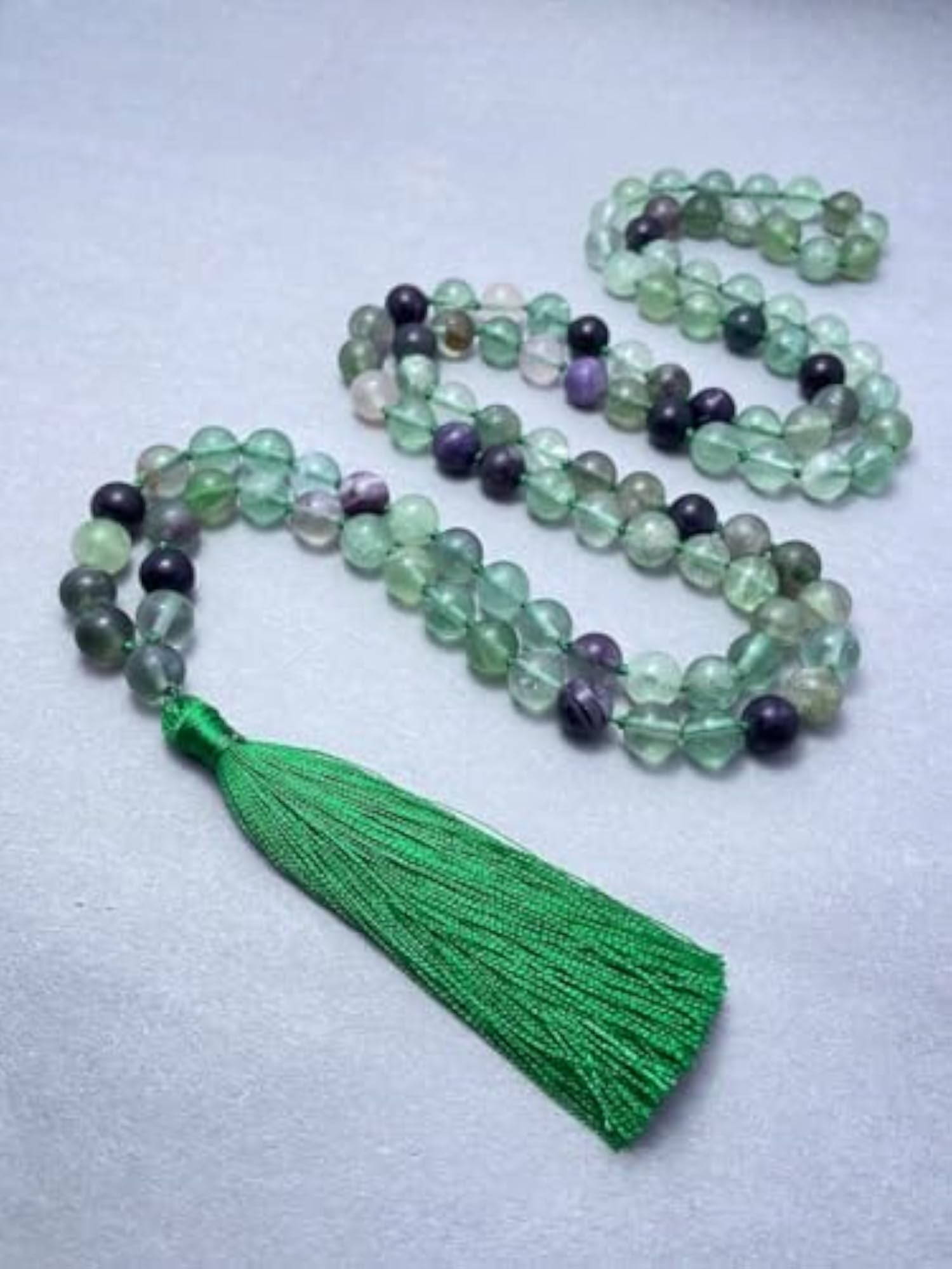 Natural Fluorite 6MM Round Beaded Handmade Prayer Mala Necklace