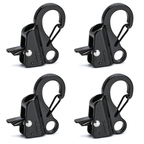 Xxamz 2 Pack Black Stainless Steel Adjustable Line Length Sliding Rope Hook Boat Yacht Quick Release Clip Boat Bumper for Boat Docking