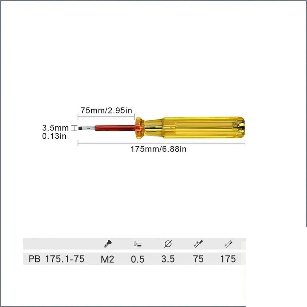 Testeur de Tension LED 2 en 1: Testeur de Phase 100-250 V CA et Testeur Électrique avec Tournevis Plat Isolé PB 175.1-75 LED
