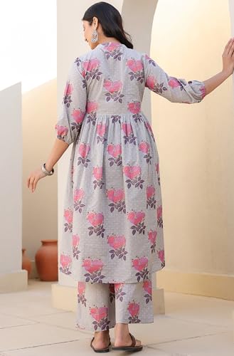 Image of Janasya Women's Pure Cotton Floral Printed A-line Maternity Kurta Pant Set