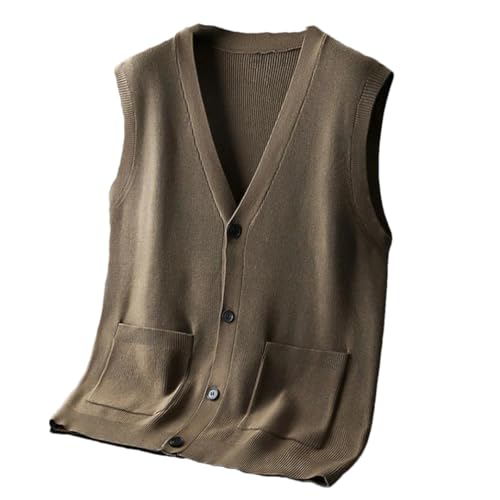 Men's Large Size Casual Loose Sweater V-Neck Single-Breasted Sleeveless Vest2