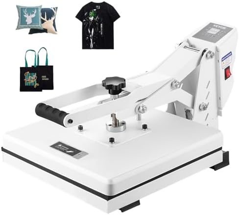 VEVOR Heat Press, 15x15 Heat Press Machine, Fast Heating, High Pressure Heat Press Machine for T-Shirt, Power Digital Industrial Sublimation Printer for Heat Transfer Vinyl, Easy to Use, White