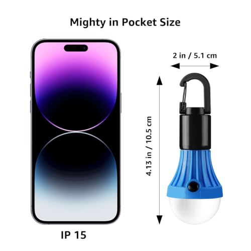 Image of Lepro Portable LED Camping Lantern, Camping Essentials with 3 Lighting Modes, Hanging Tent Light Bulbs with Clip Hook for Camping, Hiking, Hurricane, Power Outages, Batteries Included, 2 Packs