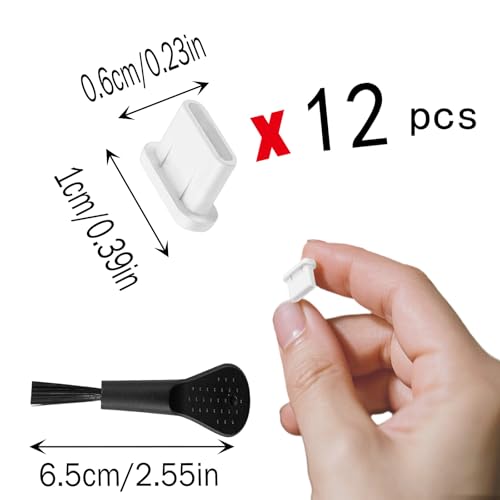 NEODTX USB C Staubschutz Stöpsel 12 Pcs SilikonhüLle USB 3.1 Typ C Port Für Meiste Typ-C Handy Tablet Zubehör iPhone 15 16 pro max Google Samsung Galaxy Xiaomi Redmi Motorola Schutzkappe (Weiß)