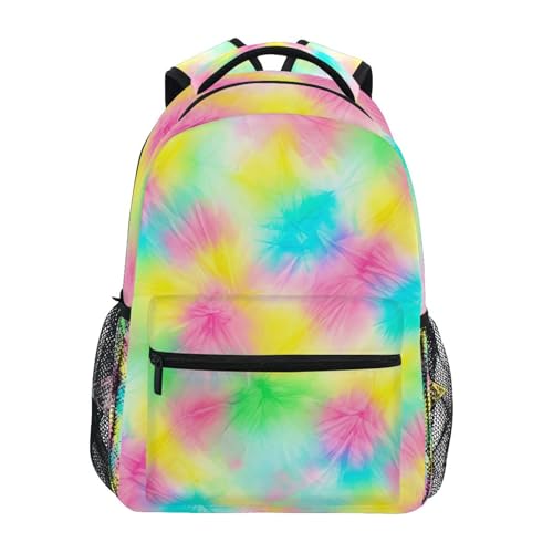 Kids Bookbag, Lightweight Travel Backpack for Boys Girls Back to School Supplies, 15L, Tie Dye Yellow