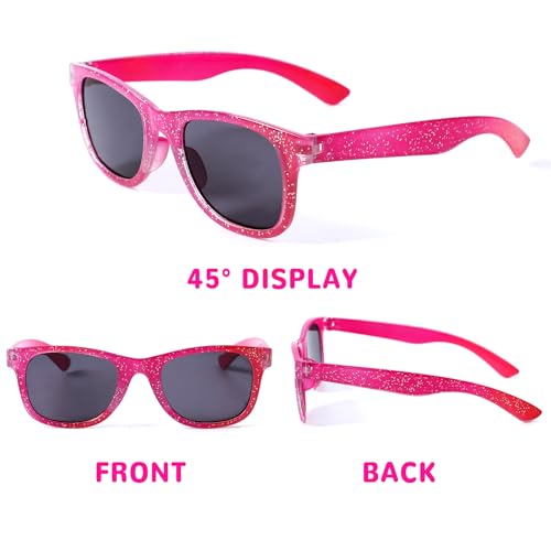 Kids Polarized SunglassesAges 3-9, UV400 Shatterproof Flexible Frame, Unisex Outdoor Sports (Pink/Blue)2