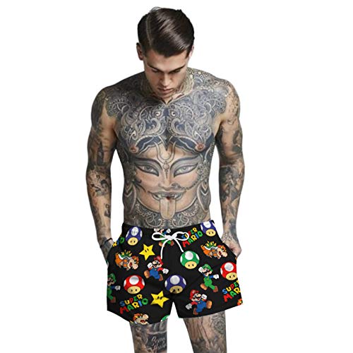 Xfvsdxs Men's 3D Printed Beach Shorts Quick Dry Lightweight Swim Trunks With Pockets(Super Mario,M) #TOP3