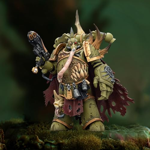 Image of JOYTOY Warhammer 40K 1:18 Death Guard Plague Marine Champion with Plasma Pistol and Power Fist Model Birthday Gifts JT03592