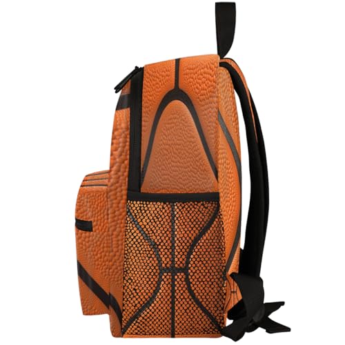 Image of Toddler Sports Backpack for Boys,12 Inch Kids Backpack for Preschool Kindergarten Elementary,Lightweight Small Bookbag with Chest Strap for Daycare Travel,Basketball Texture