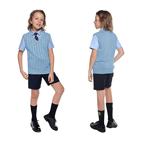 Boboyoyo Boys Sweater Vest Unisex Cable Knit 100% Cotton Toddler Uniform Vest For Little Big Teenage Boy Girls Childrens Kids #TOP1