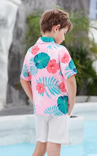Image of Cromoncent Matching Hawaiian Outfits for Family, Dad and Son Matching Luau Beach Tropical Shirts Mommy Daughter Tropical Sets