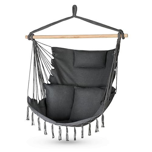 Outtec Hängesessel mit Kissen 100x130x75cm bis 150 kg Hängeschaukel Outdoor mit Kissen Boho Hängesessel ohne Gestell Für Garten und Zimmer Hängestuhl Outdoor Hängesitz Schaukel für Erwachsene