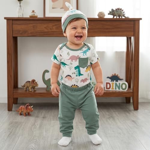 Image of Amnnchya Newborn Baby Boy Clothes Fishing Short Sleeve Romper Shirt Tops Pants Summer Spring Outfits Cute Hat Set