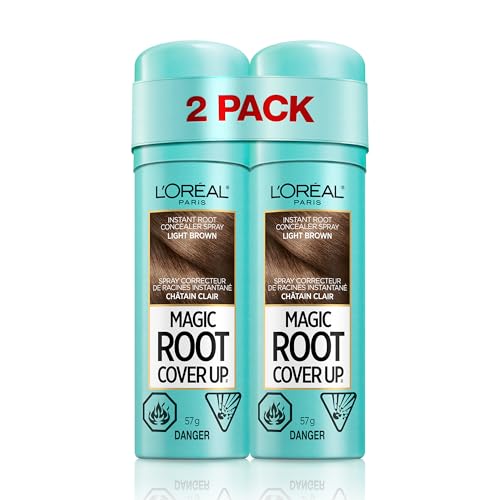 Image of L'Oreal Paris Hair Color Root Cover Up Temporary Gray Concealer Spray Light Brown (Pack of 2) (Packaging May Vary)