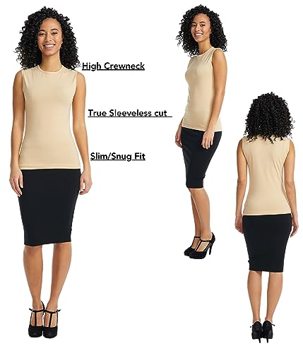 Image of ESTEEZ Women's Sleeveless Fitted Tank Top - Stretch Cotton Blend, Layering Essential