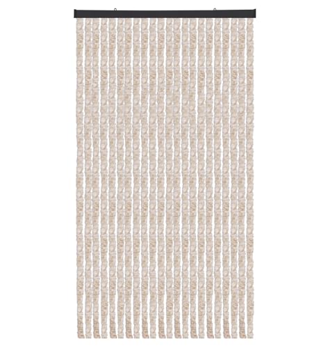 Arsvita Flauschvorhang Türvorhang (90x200 cm) in Meliert Beige-Weiß als Insektenschutz für Balkon, Terrasse oder Wohnmobil, Wohnwagen, Pavillon