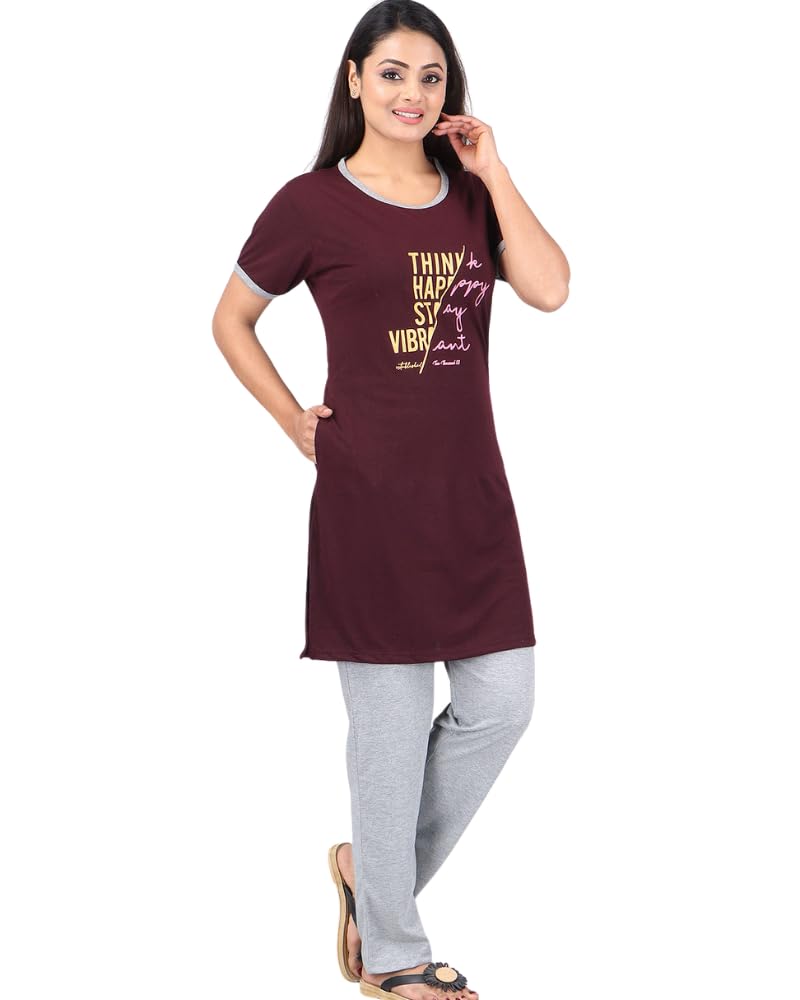 Women's Cotton Printed Night Suit Set of Top & Pajama Set || Night Suits Dresses Set for Women-image-32