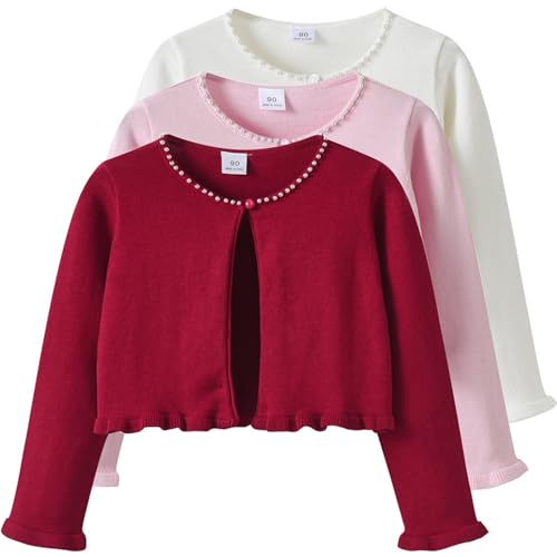 Girls Bolero Knitted Cardigan Kids Long Sleeve Solid Color Knit Sweater Dress Cover Up for Birthday Wedding Party3