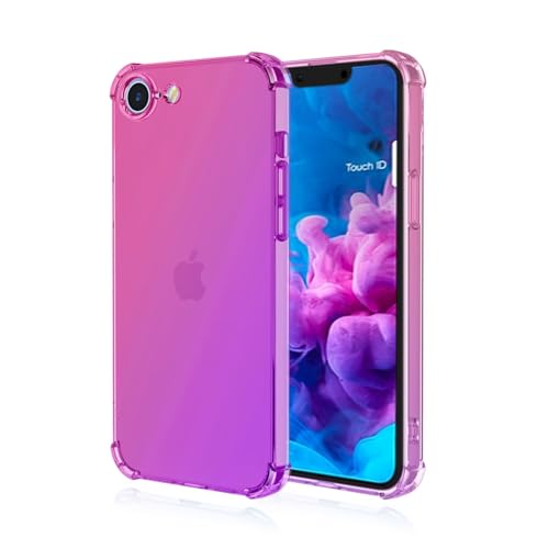 HONLEN Funda para Smartphone, Compatible with iPhone 16e Carcasa, (6.1' Inches) Gradiente Transparente TPU Silicona Case, Protección de Esquina Mejorada Cover Rosado Morado