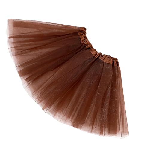 Brown Tutu Women 50s/80s Vintage Brown Tutu Classic Ballet Dance Flared Layered Skirt for Cosplay Halloween Party and Daily Wear