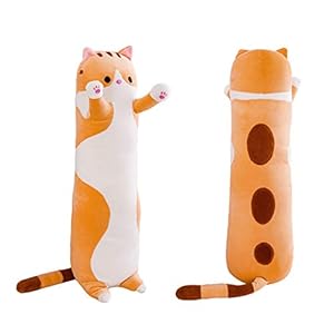 shangman Lovely Plush Cat Doll Cute Cartoon Soft Stuffed Kitten Long Throw Sleeping Pillow Toy Gift for Kids Girlfriend Multiple Size (Brown,50cm/19.6in)
