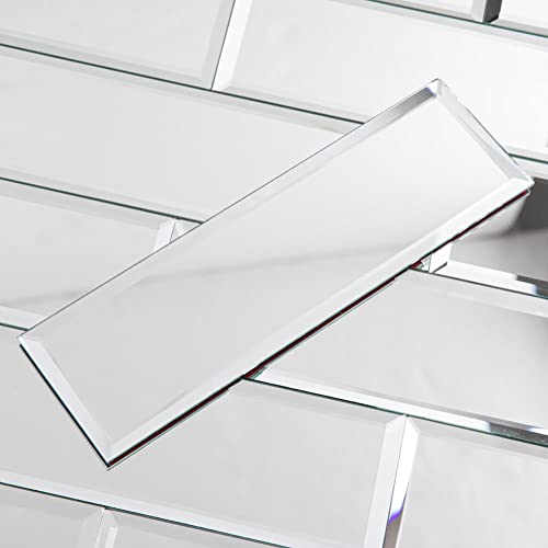 Diflart Reflection Mirror Subway Backsplash Tiles Peel And Stick 3 X10 Inch For Kitchen Bathroom Wall Pakc Of 24 Pieces #TOP6