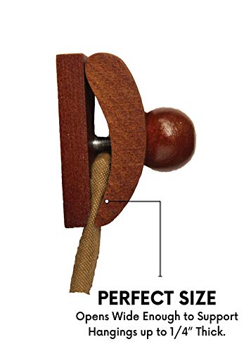 Image of Classy Clamps Quilt Wall Hangers - 4 Small Wood Clips (Dark Wood) and Screws for Wall Hangings - Wall Hanger for Quilts, Tapestry, Rugs and More
