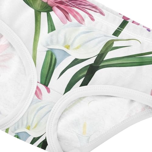 Stylish Toddler Underwear Custom 2t Cotton Panties Little Girl Watercolor Pink Purple Daisies White Kids Briefs Undies4
