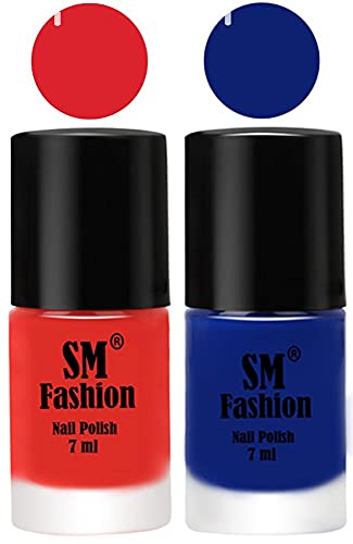 Image of Long Lasting Nail Polish | Nail Paint Combo 7 ml Each) - Set of 2 Candy Orange-Blue