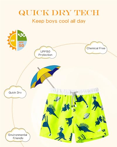 Image of SURF CUZ Surfcuz Little Boys Swim Trunks UPF 50+ Toddler Beach Shorts Swimsuit Kids Quick Dry Swimwear