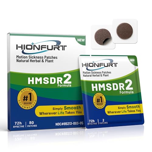 80 Counts No Strong Herbal Smell Motion Sickness Patches, Cruising Motion Sickness Patches Relieve Vomiting Dizziness Suitable for Kids and Adults, Vomiting Patches are Waterproof and Not Drowsy