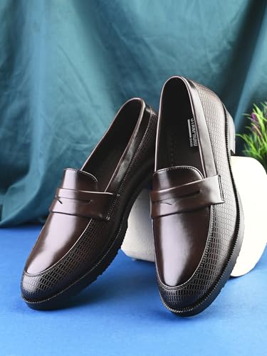 Image of STANPHORD Mens Loafers Men Black Solid Leatherette Formal Slip on Durable Moccasins Penny Loafers Shoes Without Laces